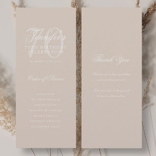 Elegant 70th Birthday Program Champagne Thank You Invitation