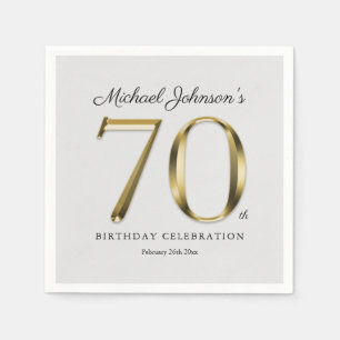 Elegant 70th Birthday Solid Gold Text Classy Napkin