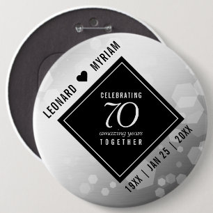 Elegant 70th Platinum Wedding Anniversary 6 Cm Round Badge