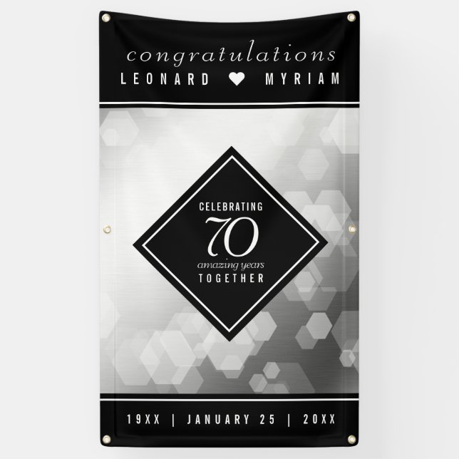 Elegant 70th Platinum Wedding Anniversary Banner (Vertical)