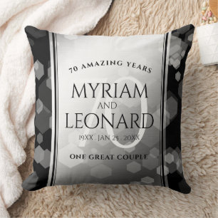 Elegant 70th Platinum Wedding Anniversary Cushion