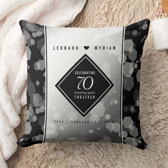 Elegant 70th Platinum Wedding Anniversary Cushion (Blanket)