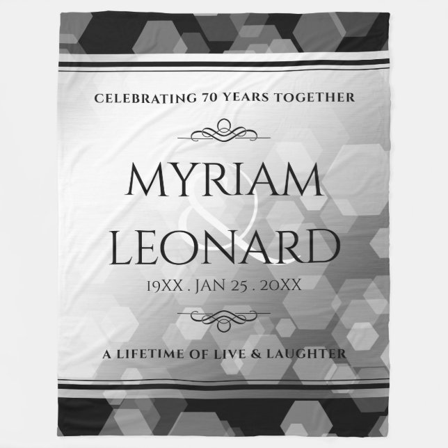 Elegant 70th Platinum Wedding Anniversary  Fleece Blanket (Front)