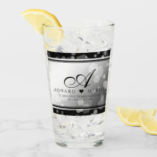 Elegant 70th Platinum Wedding Anniversary Glass