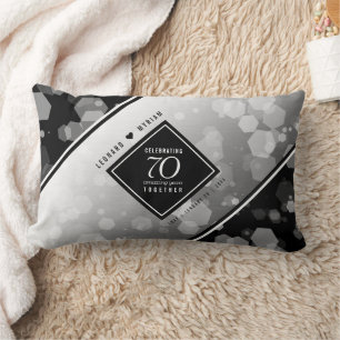 Elegant 70th Platinum Wedding Anniversary Lumbar Cushion