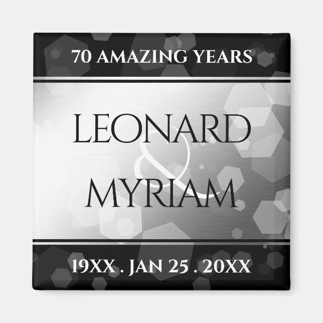 Elegant 70th Platinum Wedding Anniversary Magnet (Front)
