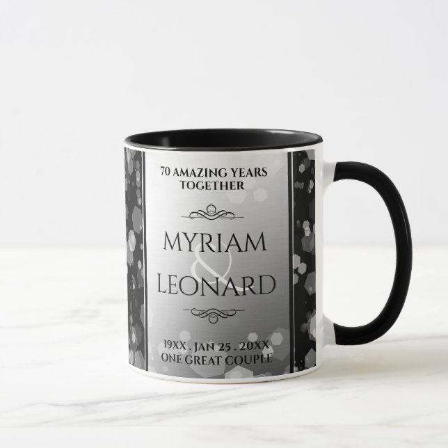 Elegant 70th Platinum Wedding Anniversary Mug (Right)