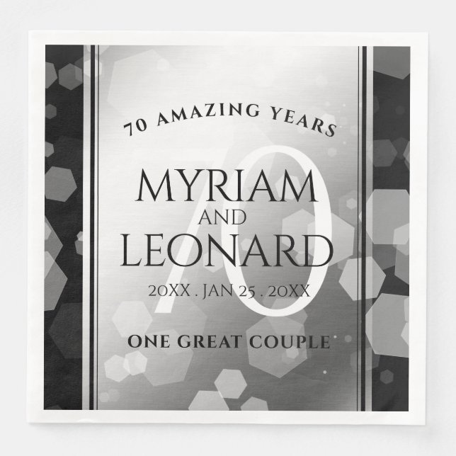 Elegant 70th Platinum Wedding Anniversary Napkin (Front)