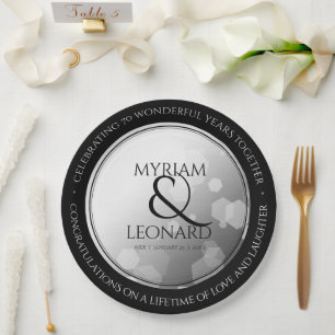 Elegant 70th Platinum Wedding Anniversary Paper Plate