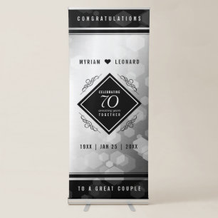 Elegant 70th Platinum Wedding Anniversary Retractable Banner