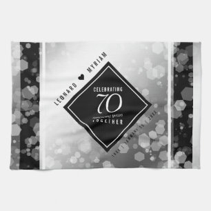 Elegant 70th Platinum Wedding Anniversary Tea Towel