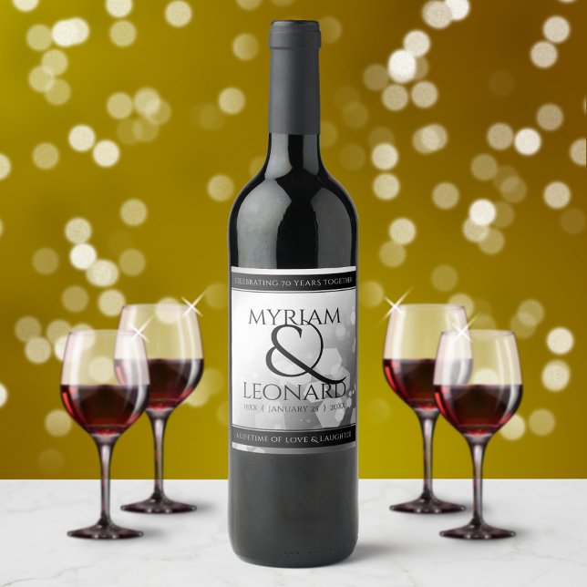 Elegant 70th Platinum Wedding Anniversary Wine Label (Creator Uploaded)