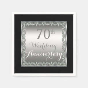 Elegant 70th Silver and Diamonds Anniversary Napkin