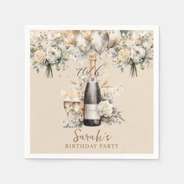 Elegant 70th Surprise Birthday Party Napkin (Front)