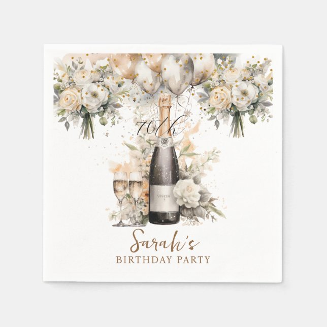 Elegant 70th Surprise Birthday Party Napkin (Front)
