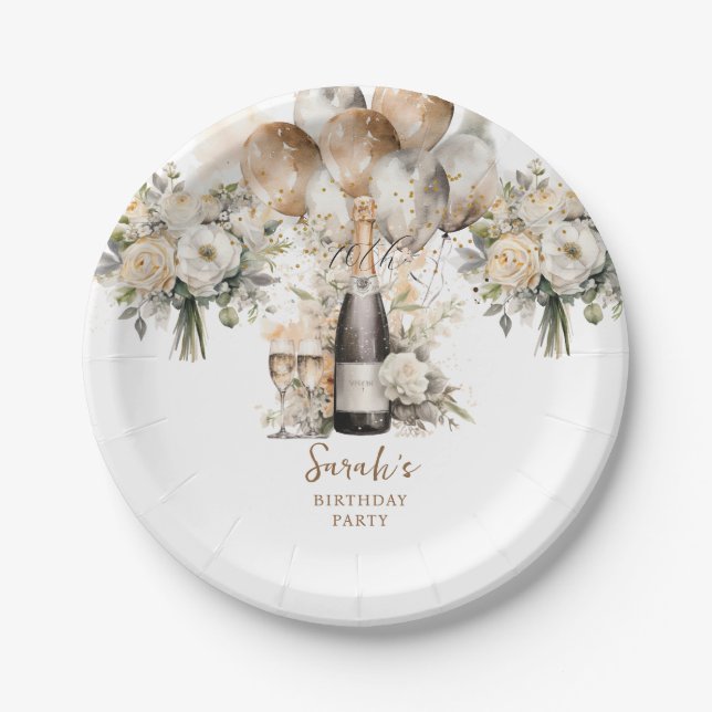 Elegant 70th Surprise Birthday Party Paper Plate (Front)