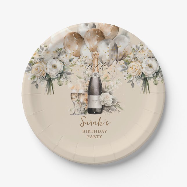 Elegant 70th Surprise Birthday Party Paper Plate (Front)