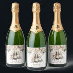 Elegant 70th Surprise Birthday Party Sparkling Wine Label<br><div class="desc">Elegant surprise 70th birthday party wine labels,  featuring watercolor balloons,  blush pink,  cream florals and a scattering of faux gold confetti. Customise for any age.</div>