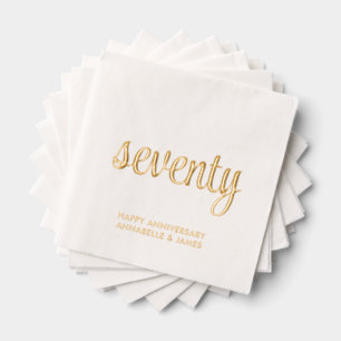 Elegant 70th Wedding Anniversary Gold Foil Napkins