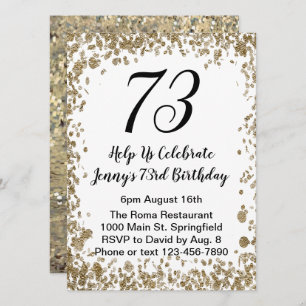 Elegant 73rd Birthday Invitation in black and gold