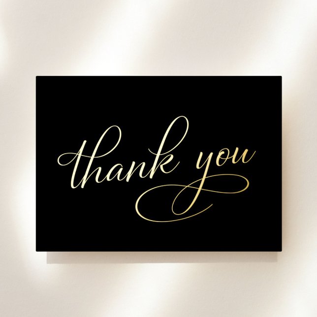 Elegant 75th Birthday Black Foil Thank You Card (Creator Uploaded)
