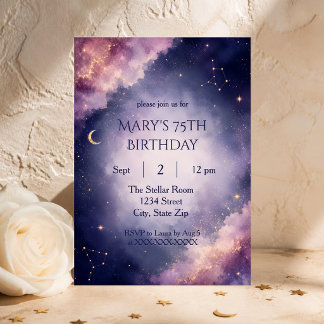 Elegant 75th Birthday Invitation | Celestial Night