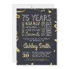 Elegant 75th Birthday Invitation Gold Glitter