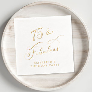 Elegant 75th Birthday Party Gold Foil Napkins