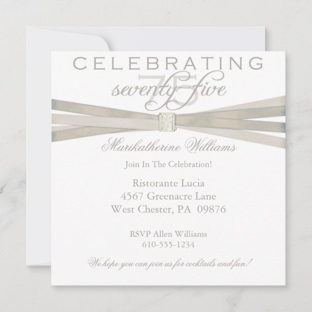 Elegant 75th Birthday Party Invitations (Front)