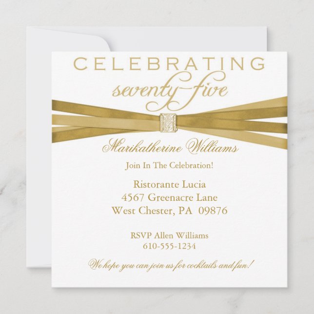 Elegant 75th Birthday Party Invitations (Front)