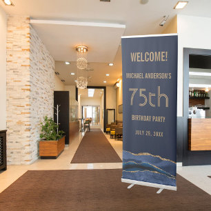 Elegant 75th Birthday Welcome Sign Retractable