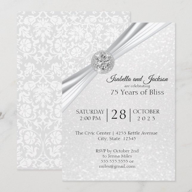 Elegant 75th Diamond Anniversary Design Invitation (Front/Back)