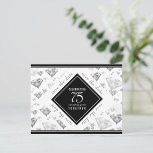 Elegant 75th Diamond Wedding Anniversary Announcement Postcard