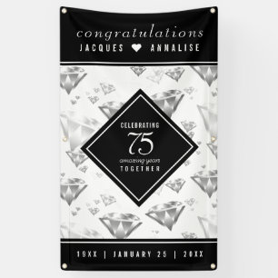 Elegant 75th Diamond Wedding Anniversary Banner