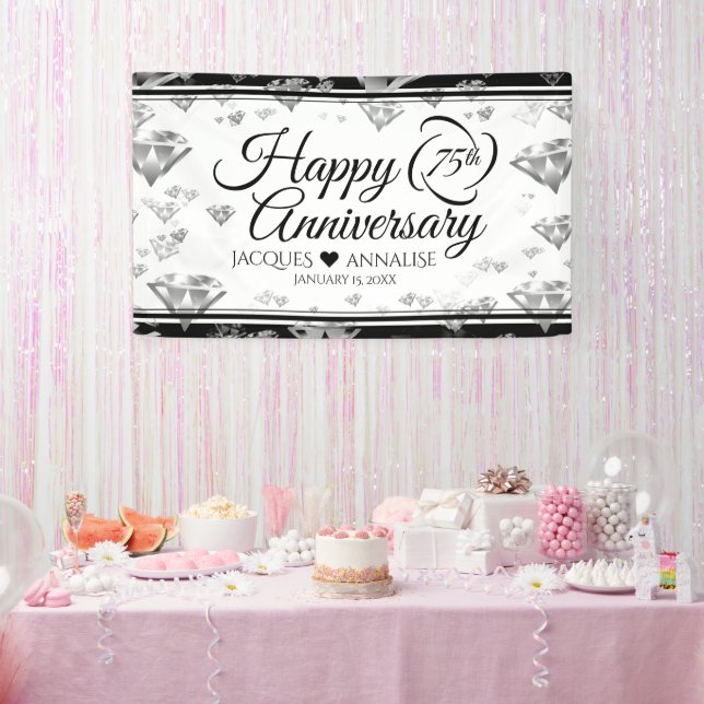 Elegant 75th Diamond Wedding Anniversary Banner (Party)
