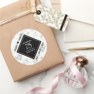 Elegant 75th Diamond Wedding Anniversary Classic Round Sticker