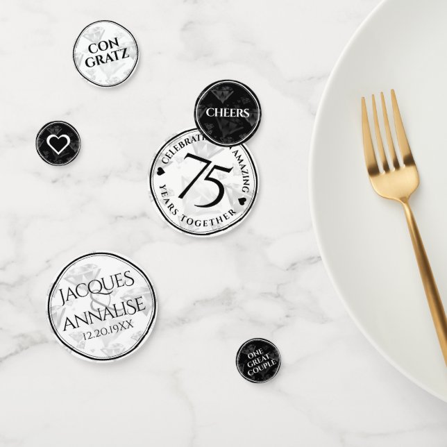 Elegant 75th Diamond Wedding Anniversary Confetti (Group)
