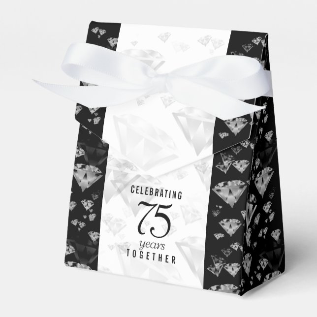 Elegant 75th Diamond Wedding Anniversary Favour Box (Front Side)