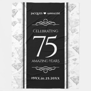 Elegant 75th Diamond Wedding Anniversary Fleece Blanket