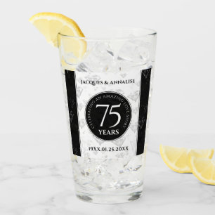 Elegant 75th Diamond Wedding Anniversary Glass