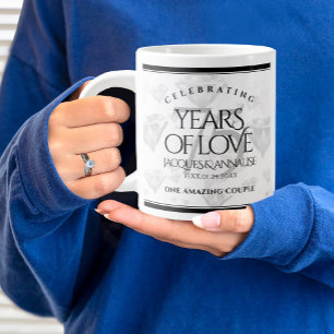 Elegant 75th Diamond Wedding Anniversary Large Coffee Mug