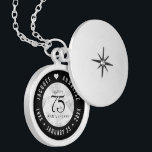 Elegant 75th Diamond Wedding Anniversary Locket Necklace<br><div class="desc">Celebrate the 75th diamond wedding anniversary in style with this commemorative locket! Elegant black and white lettering with stylised diamond confetti on a white background add a memorable touch for this special occasion and extraordinary milestone. Customise with couple's names and dates of marriage. Design © W.H. Sim. See more at...</div>