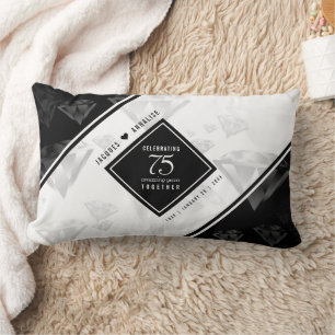 Elegant 75th Diamond Wedding Anniversary Lumbar Cushion