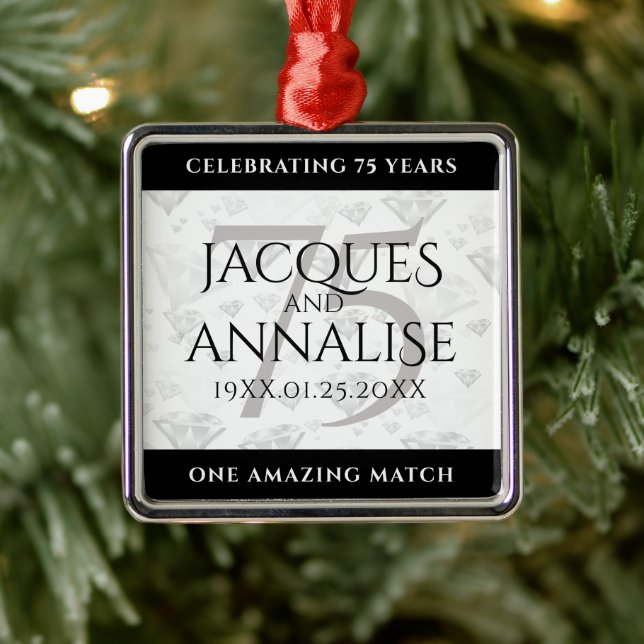 Elegant 75th Diamond Wedding Anniversary Metal Tree Decoration (Tree)