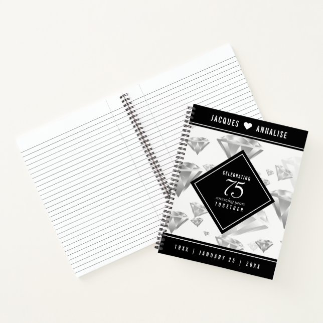 Elegant 75th Diamond Wedding Anniversary Notebook (Inside)