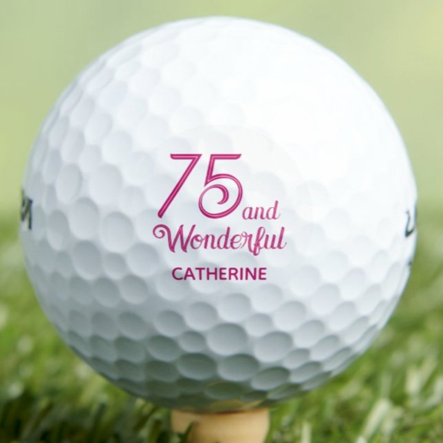 Elegant 75th Gift for Aunt – Pink Script Design Golf Balls (Creator Uploaded)