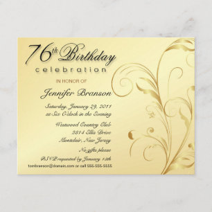 Elegant 76th Birthday Surprise Party Invitations