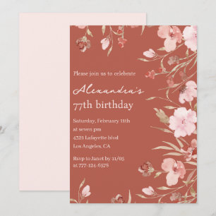 Elegant 77th birthday invitations Floral Chic 