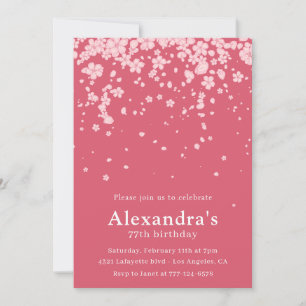 Elegant 77th birthday invitations Pink Floral