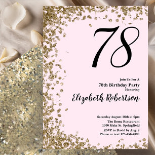 Elegant 78th Birthday Invitation Pink Gold Sequins
